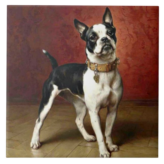 French Bulldog, famous painting by Carl Reichert Ceramic Tile (Front)