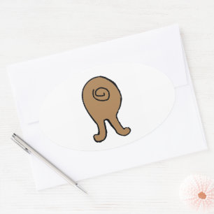 French Bulldog Fawn Hiney Cartoon Oval Sticker