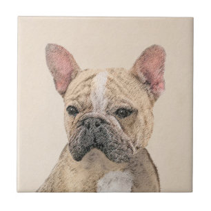 French Bulldog (Fawn Pied) Painting - Dog Art Ceramic Tile