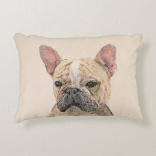French Bulldog (Fawn Pied) Painting - Dog Art Decorative Cushion