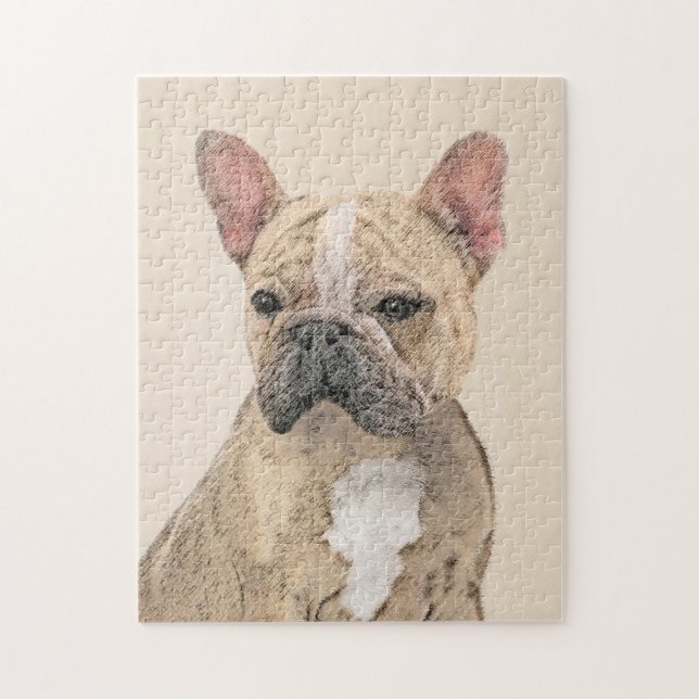 French Bulldog (Fawn Pied) Painting - Dog Art Jigsaw Puzzle (Vertical)
