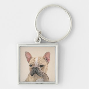 French Bulldog (Fawn Pied) Painting - Dog Art Key Ring