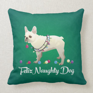 French Bulldog Feliz Naughty Dog Christmas Cushion