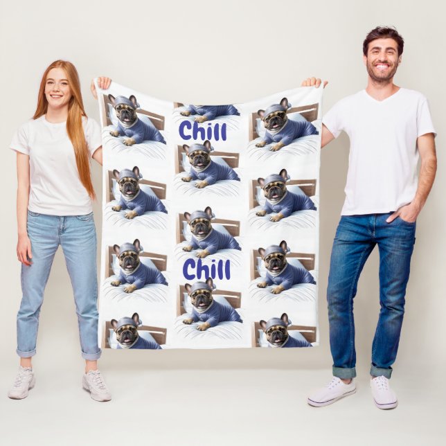 French Bulldog Festival Sleep Day Bulldog Fleece Blanket (In Situ)