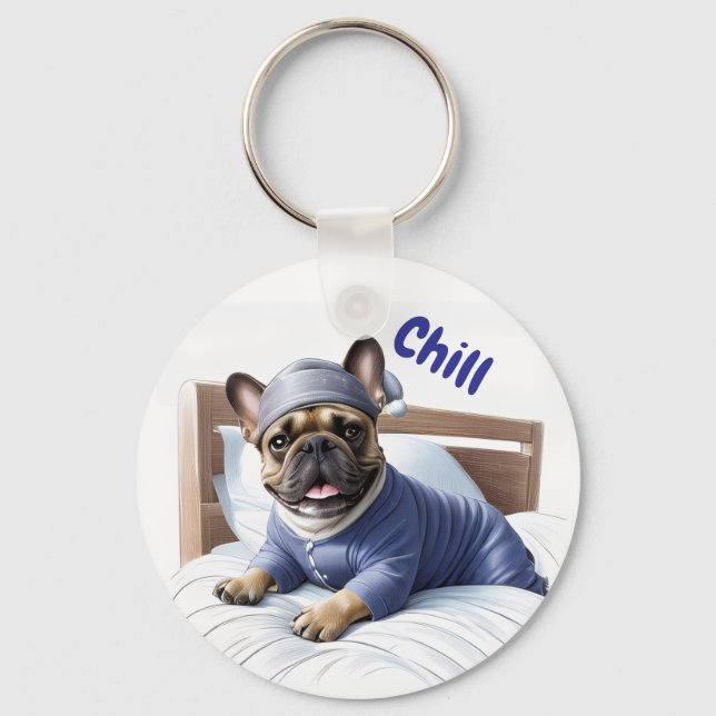 French Bulldog Festival Sleep Day Bulldog Key Ring (Front)