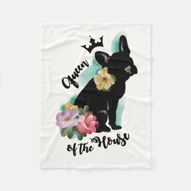 French Bulldog fleece blanket | Queen of the house (Front)