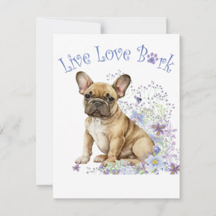 French Bulldog Floral Card