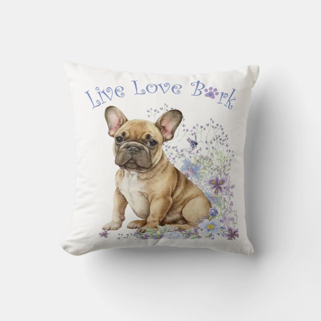 French Bulldog Floral Cushion (Front)