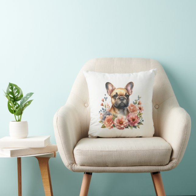 French Bulldog Floral Cushion (Chair)