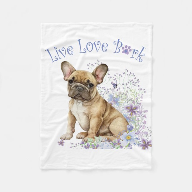 French Bulldog Floral Fleece Blanket (Front)