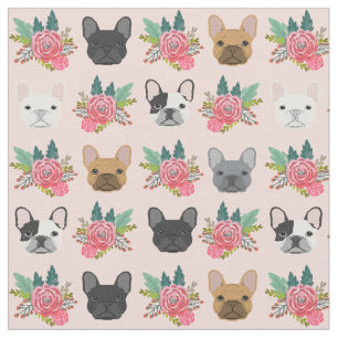 French Bulldog Florals Fabric