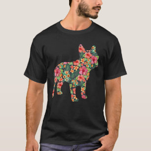 French Bulldog Flower Floral Frenchie Dog Silhouet T-Shirt