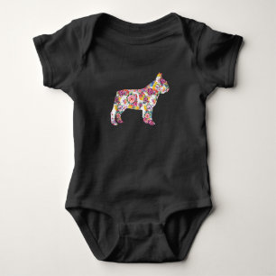 french bulldog flower pattern colourful dog gift baby bodysuit