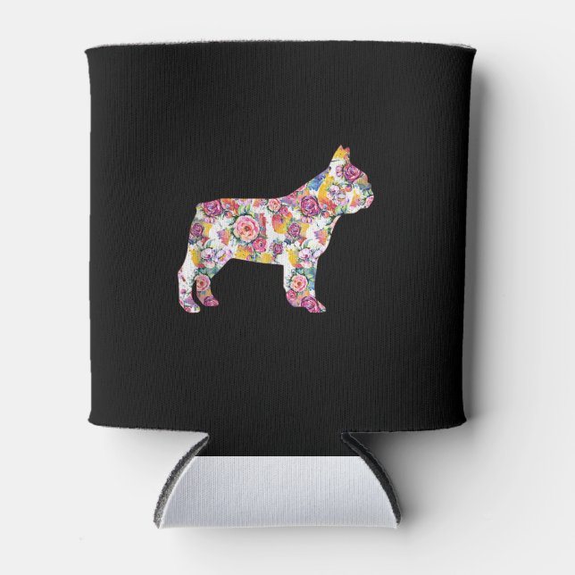 french bulldog flower pattern| colourful dog gift can cooler (Front)