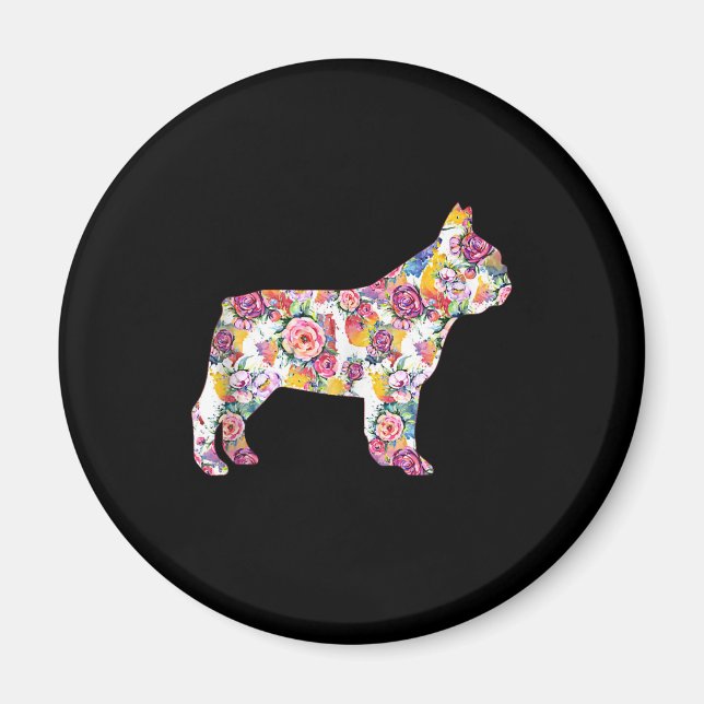 french bulldog flower pattern| colourful dog gift magnet (Front)