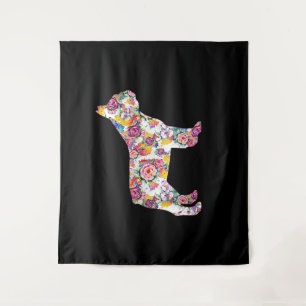 french bulldog flower pattern colourful dog gift tapestry