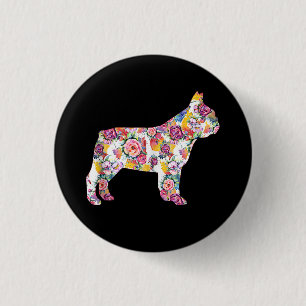 French Bulldog Flower Pattern Frenchie Bulldogs 3 Cm Round Badge