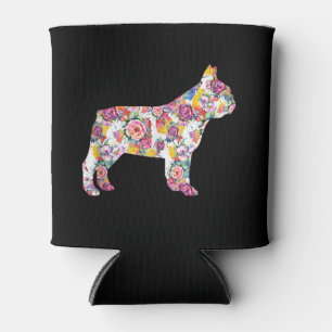 French Bulldog Flower Pattern Frenchie Bulldogs Can Cooler