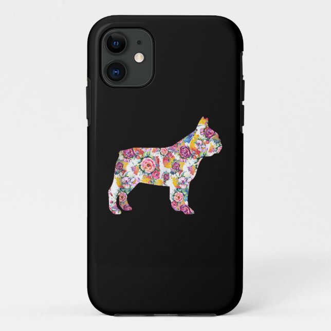 French Bulldog Flower Pattern Frenchie Bulldogs Case-Mate iPhone Case (Back)