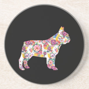 French Bulldog Flower Pattern Frenchie Bulldogs Coaster