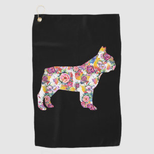 French Bulldog Flower Pattern Frenchie Bulldogs Golf Towel