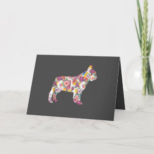 French Bulldog Flower Pattern Frenchie Bulldogs Holiday Card