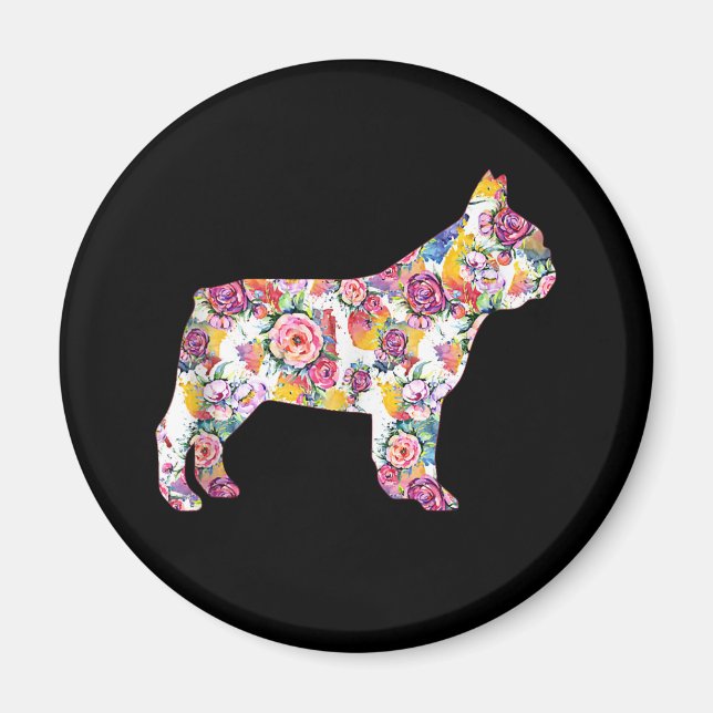 French Bulldog Flower Pattern Frenchie Bulldogs Magnet (Front)