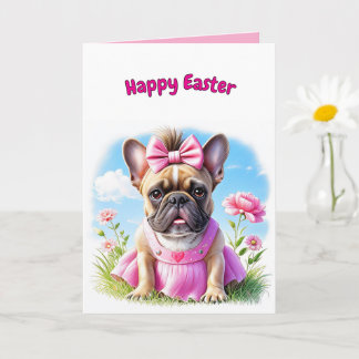French Bulldog Flowers Easter French Bulldog Card