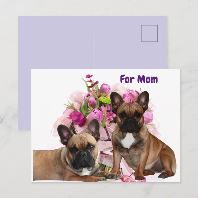 French Bulldog Flowers French Bulldog Celebration Holiday Postcard (Front/Back)
