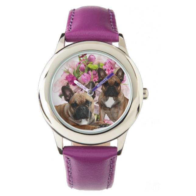French Bulldog Flowers French Bulldog Celebration Watch (Front)