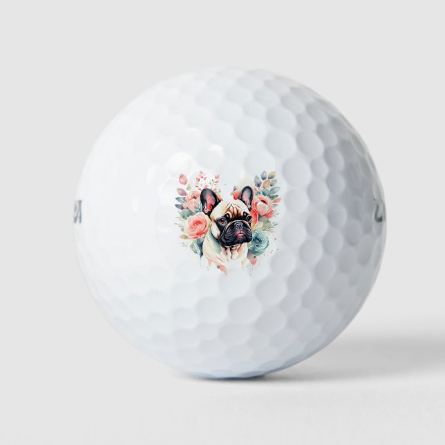French Bulldog Flowers Golf and Frenchie Kisses Balls (Front)