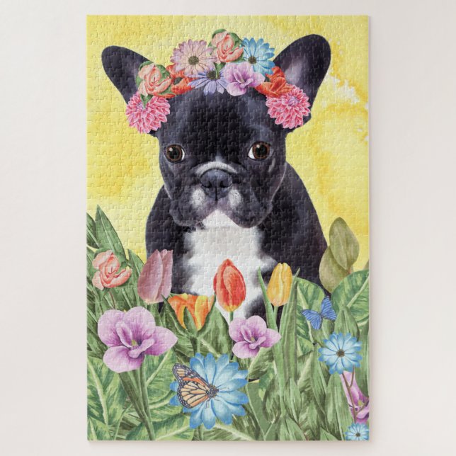 French Bulldog Flowers Jigsaw Puzzle (Vertical)