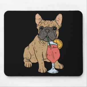 French Bulldog Frenchi Dog Drinking Juice Mouse Pad