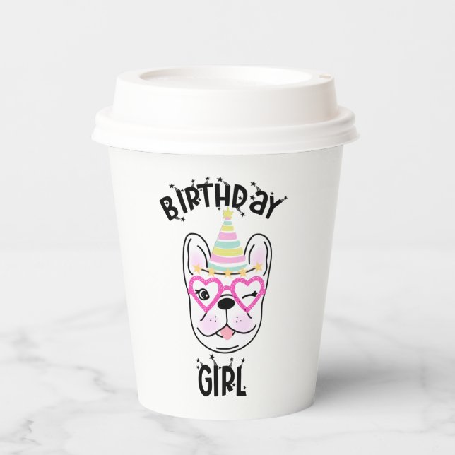 French Bulldog Frenchie Birthday Party  Paper Cups (Front)