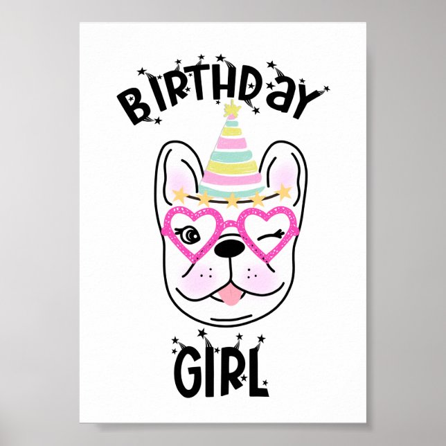 French Bulldog Frenchie Birthday Party  Poster (Front)