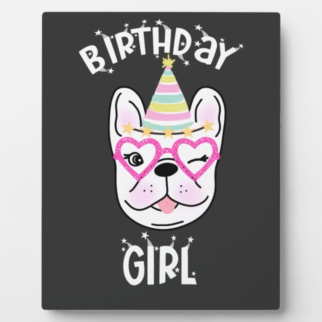 French Bulldog Frenchie Birthday Party Theme  Plaque (Front)