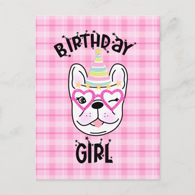 French Bulldog Frenchie Birthday Party Theme   Postcard (Front)