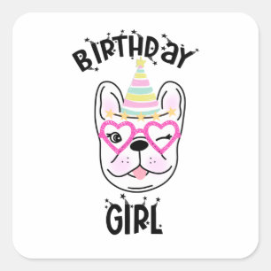 French Bulldog Frenchie Birthday Party Theme Square Sticker