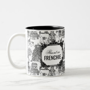 FRENCH BULLDOG Frenchie Black Toile Customization Two-Tone Coffee Mug