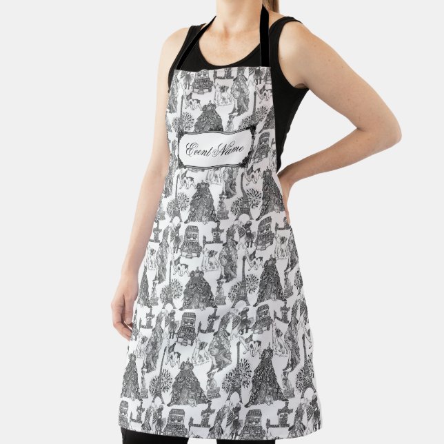 FRENCH BULLDOG Frenchie Black Toile w/Custom Name Apron (Insitu)