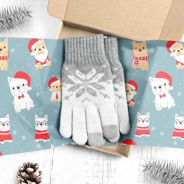 French Bulldog Frenchie Christmas Pattern Tissue Paper (Creator Uploaded)