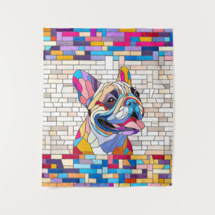 French Bulldog -Frenchie - colourful mosaic Tapestry