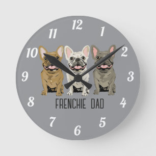 French Bulldog, Frenchie Dad Round Clock