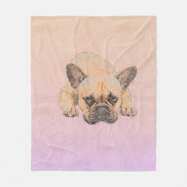 French Bulldog -Frenchie Dog Fleece Blanket (Front)