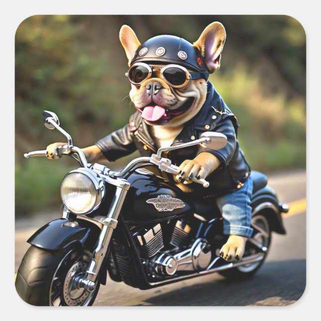 French Bulldog "Frenchie Dog on Motorcycle Sticker (Front)