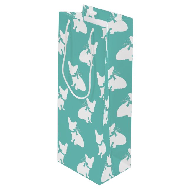 French Bulldog Frenchie Dog Puppy Frenchy Wine Gift Bag (Front Angled)