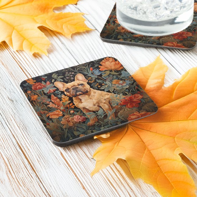 French Bulldog Frenchie Garden Tapestry Birthday Coaster (Creator Uploaded)