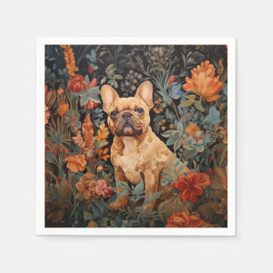 French Bulldog Frenchie Garden Tapestry Birthday Napkin