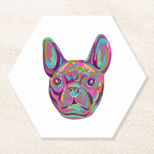 French Bulldog Frenchie head Pop art style Paper Coaster