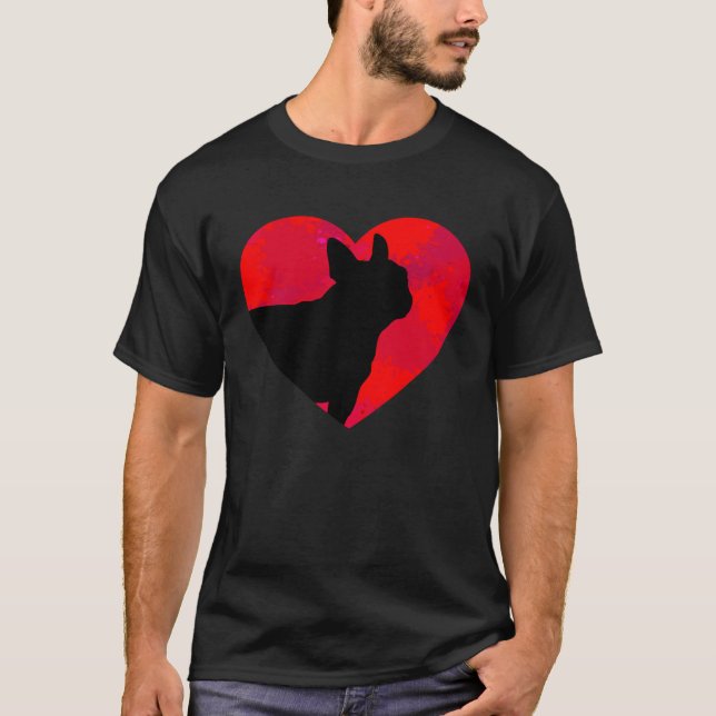French Bulldog Frenchie Heart Valentine s Day T-Shirt (Front)